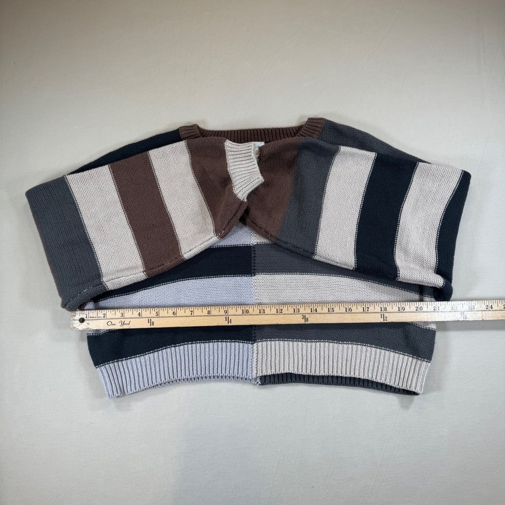Le Lis Collection Womens Striped Cropped Sweater Brown Grey Colorblock S IWT1677 - Picture 3 of 7